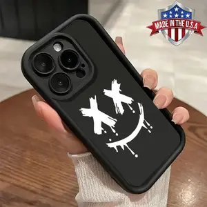Trendy Minimalist Dripping Smile Print Phone Case for iPhone Samsung 17 16E 15 14 Pro Max 13 12 11 XR XS Plus Mini Air Galaxy S26 S25 S24 S23 S22 S21 Plus Ultra FE A54 A53 A52 A36 A35 A34 A17 Shockproof Anti Drop anti-fall Durable Impact Resistant Anti Sc