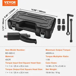 VEVOR Torque Multiplier, Heavy Duty Torque Multiplier Wrench Set, 1 Inch Drive Lug Nut Wrench Torque Multiplier, 1: 58 4800N. m Lug Nut Remover, with 4 Sockets and Storage Case for Truck Trailer RV