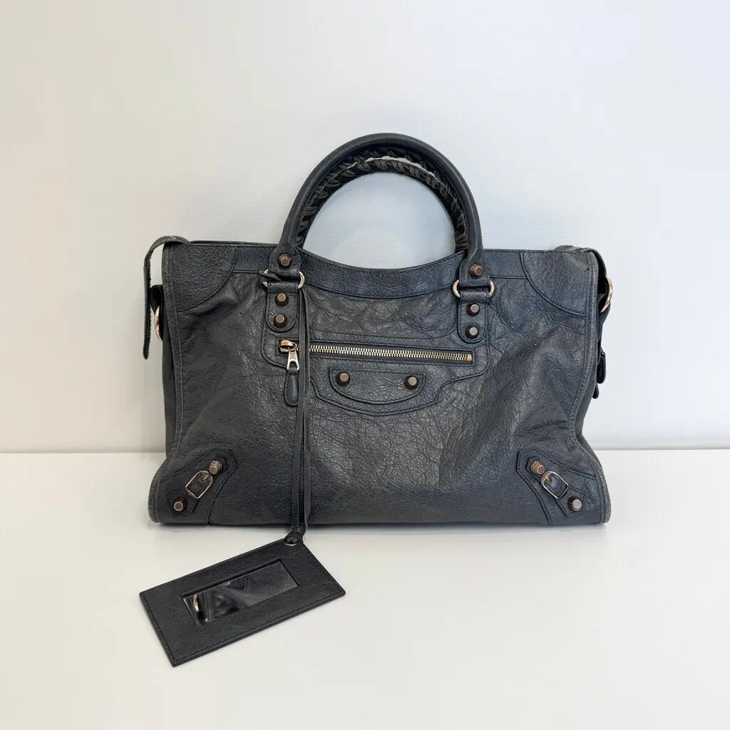 Pre-owned Balenciaga Italy Shoulder Bags Gray City Bag