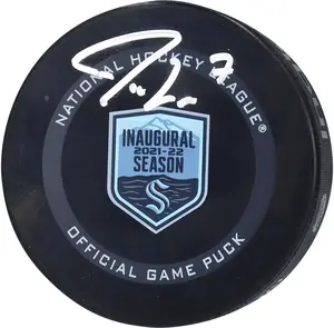 Jordan Eberle Seattle Kraken Autographed 2021-22 Inaugural Season Official Game Puck - Fanatics Authentic Certified