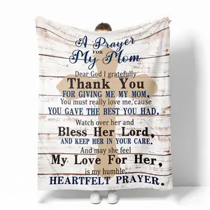 Vintage Christian Prayer , Retro Wood Grain & Cross Design, Cozy Soft Flannel for All Seasons, Perfect for Home Decor, Nap, Camping, Gift for Mom, Grandma - Express Your Love and Faith with This Heartfelt Blessing . blanket