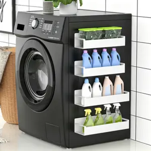 4 Pack Magnetic Spice Storage Rack Organizer for Refrigerator and Oven, White Fridge Organizers and Storage Shelf