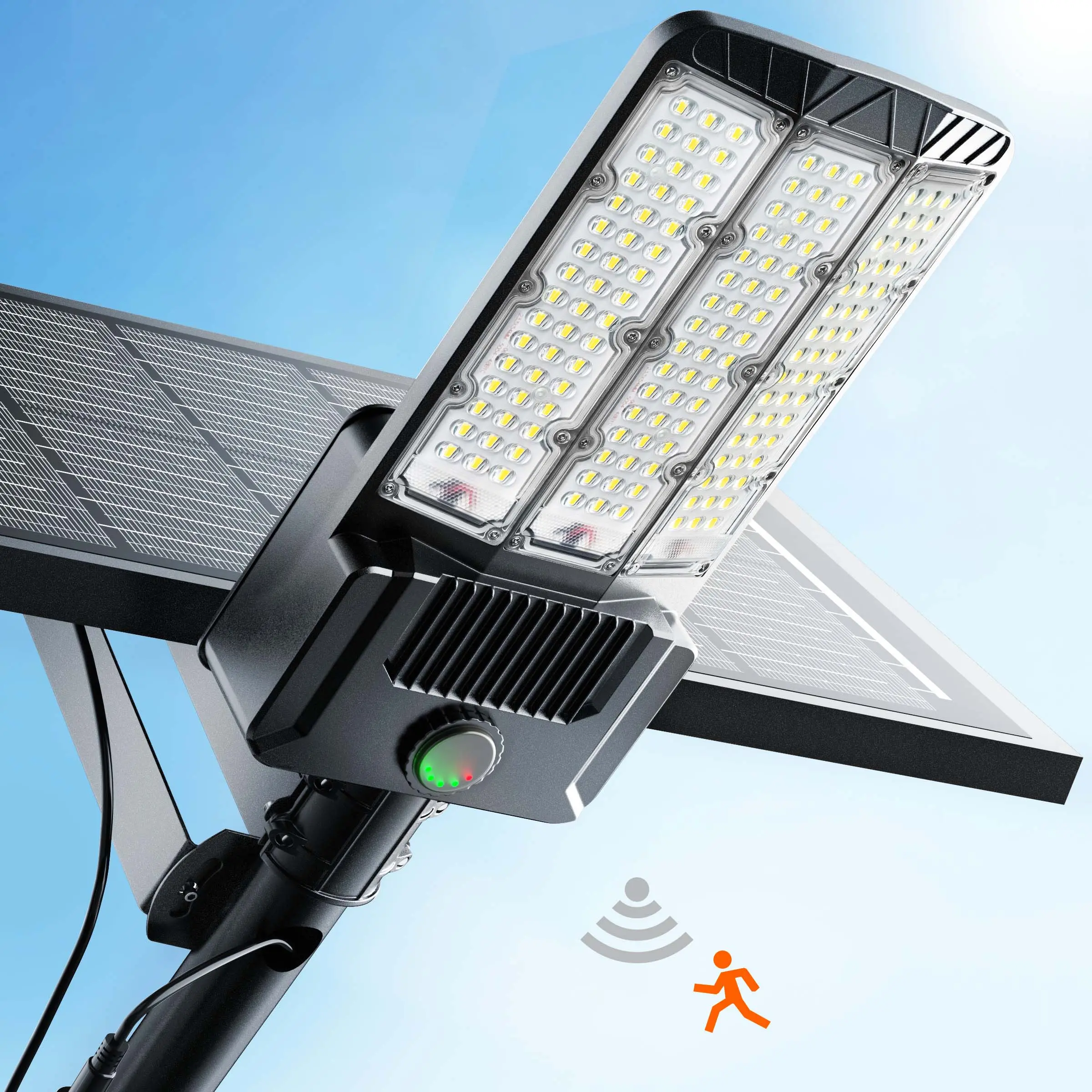 Hykoont Durable Aluminum Body, Split Design with Mono Solar Panel Commercial Solar Street Lights with 500000 Lighting Super Bright Output,  Dusk to Dawn IP66 Waterproof Solar Outdoor Light with Motion Sensor for yard-2 Pack BlackFriday