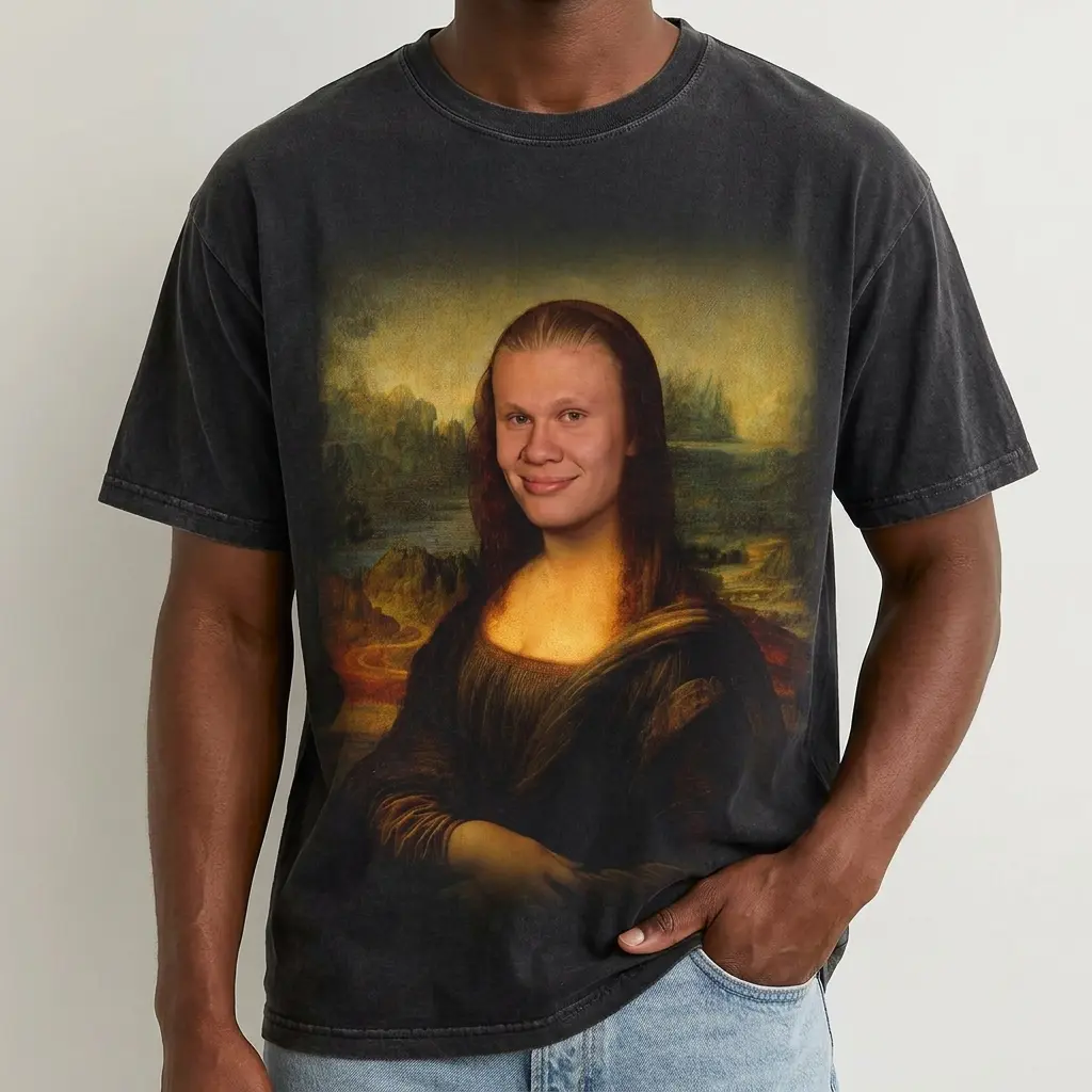 Comfort Colors Funny Erling Haaland Mona LisaMeme Shirt, Norway Haaland 9 Shirt, Soccer FanTee