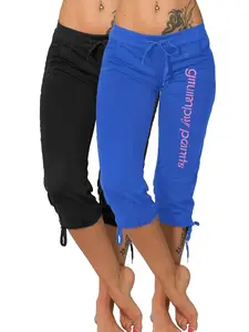 Women's Lightweight Seven-Quarter Printed Pants with Adjustable Drawstring Waist, Comfortable and Stylish Casual Wear for Spring and Summer