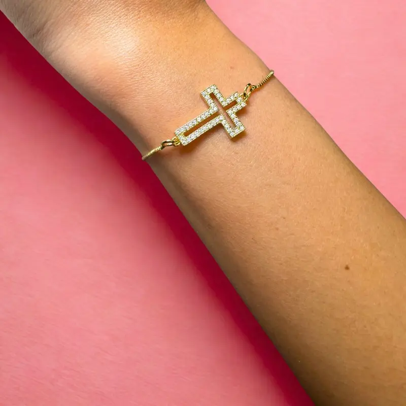 Gold adjustable cross bracelet Gold adjustable cross bracelet