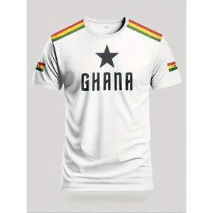 Unisex Ghana Flag Soccer Jersey, Soccer Shirt, Football Jersey, Breathable Moisture-Wicking Fitted Sportswear, Geometric Design, Casual Outdoor Wear, Athletic Training Apparel, Activewear Clothing, Workout Top, Sports Tops