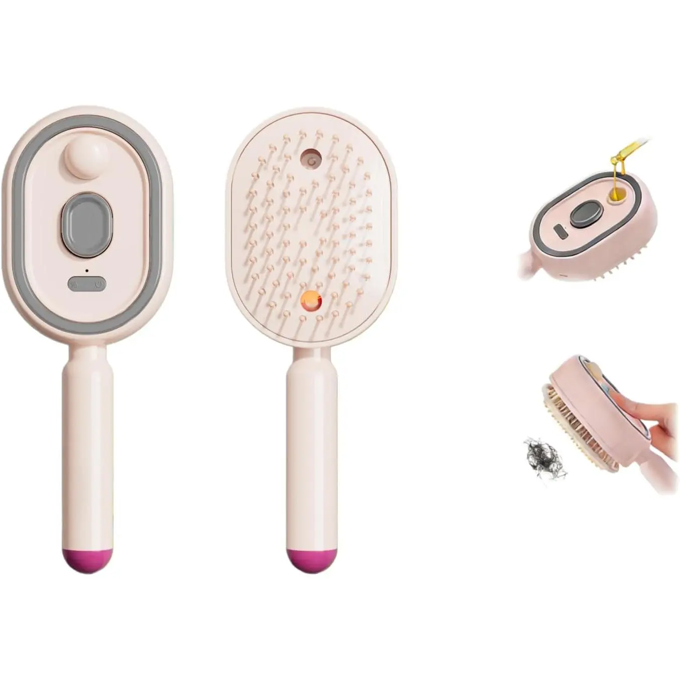 Multi-Functional Massage Spray Comb with 10ml Refillable Tank Anti-Static & Detangling – Type-C Portable Gift for Smooth Hair