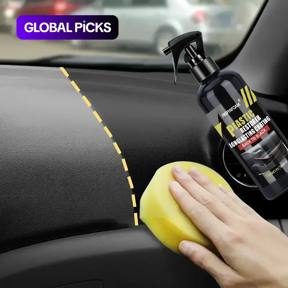 Car Plastic Restorer, Quick Polish for Color Restoration & Protection on Car Panels, Tires & Dashboards, Easy to Use, Long-Lasting Protection, Car Detailing Products, Automotive Detailing Product #GLOBAL PICKS
