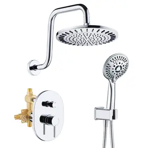 BRIGHT SHOWERS Shower Faucet Set, Rainfall Shower Head and Handheld Showerhead Combo, Valve and Trim Kit, Wall Mounted Shower Holder and 79" Hose