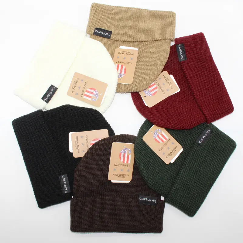 Solid Color Foreign Trade Tooling Wool Hat Men's and Women's Trendy Brand Knitted Hat Street Warm Flange Pullover Hat Ski Winter Hat