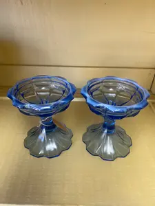 Pair of Fenton Valencia Candlestick Holders in Opalescent Blue