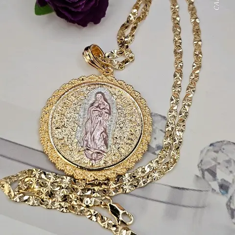Virgin Mary & Saint Jude chain gold-plated 24"inches