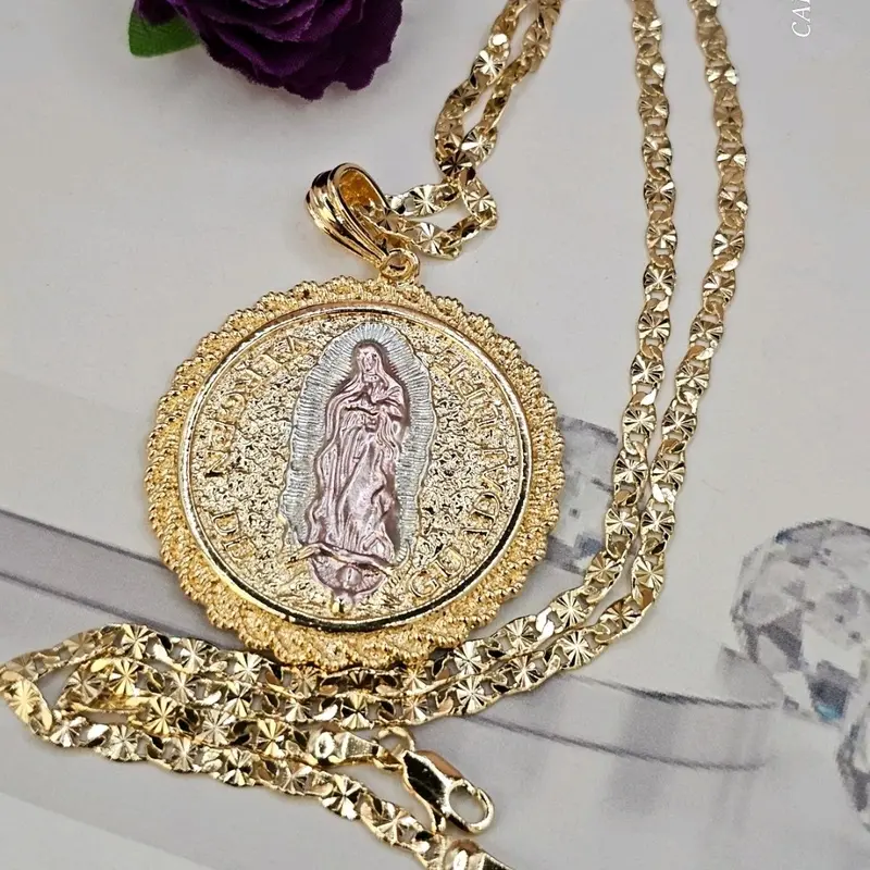 Virgin Mary & Saint Jude chain gold-plated 24"inches