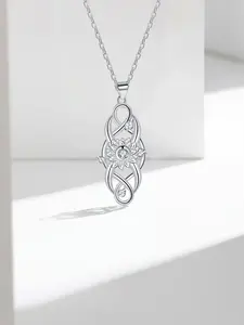 Celtic Knot Sunflower Design Pendant Necklace, Infinity Knot Irish Pendant Necklace, Fashion Jewelry Accessories for Women As Gift
