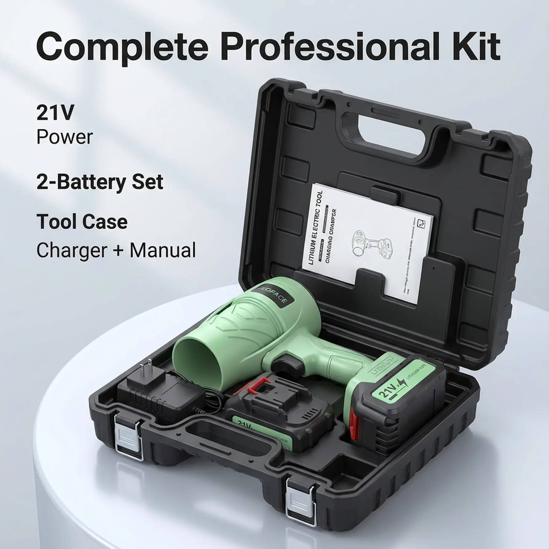 21V Cordless Leaf Blower Portable Wireless Powerful Industrial Air Blower Dust Snow Debris Cleaner with Hard Storage Case for Yard Garden Garage Car Cleaning