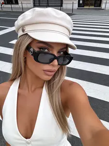 Punk Style Skull Design Rectangle Frame Sunglasses, Trendy Casual Full Rim Sunglasses for Everyday Use, Fashion Accessories for Party Decor