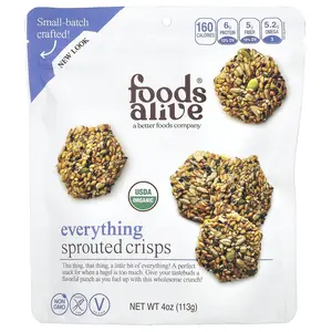 Foods Alive Sprouted Crisps, Everything, 4 oz (113 g)