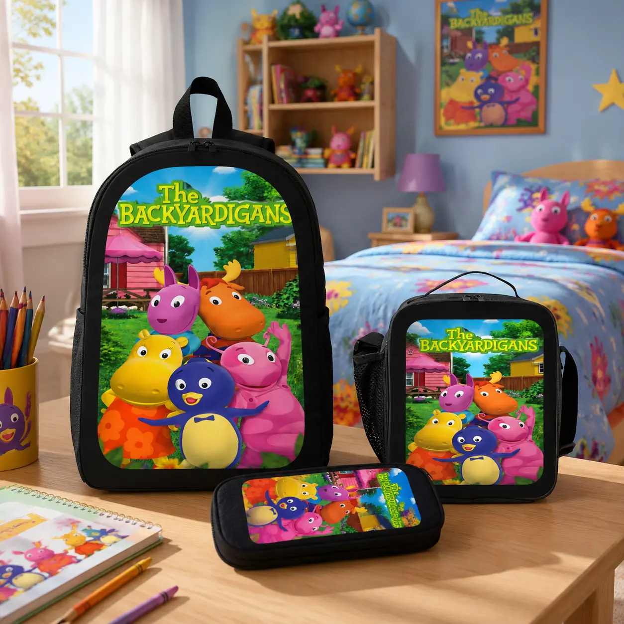 The Backyardigans 3PCS Backpack Set Cartoon Backpack Lunch Bag Pencil Case Large Capacity Travel Daypack Lightweight Bookbag Student Backpack Back To School Gift Kids Boys Girls Teen TikTok Trending Backpack Bundle