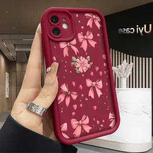 Floral Pink Case for iPhone 17 Air 16 Pro Max 15 Plus 14 13 12 11 X XS Drop Protection Shockproof Soft Silicone Cover Advanced Fashion Gift