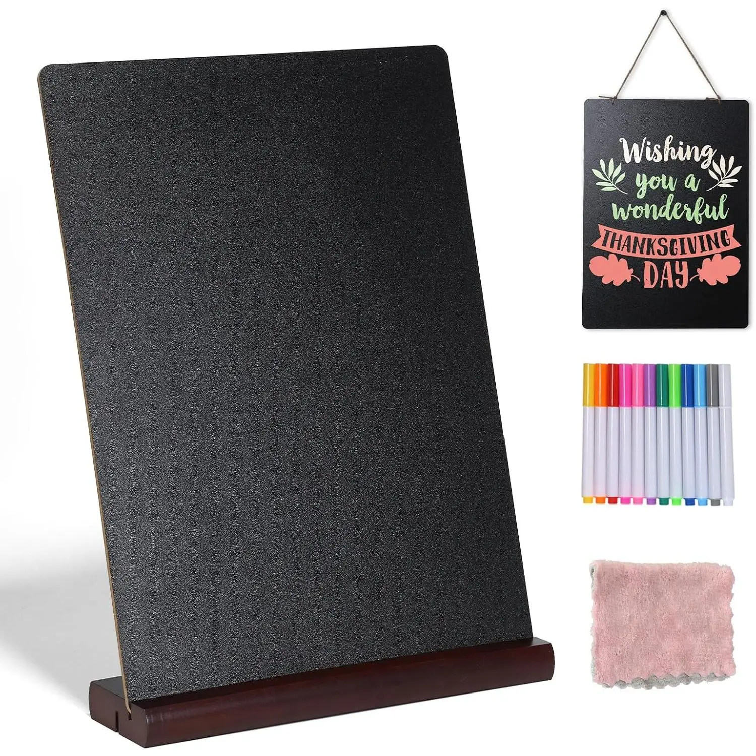 11.7x16.5 Inch Tabletop Chalkboard with  Base, Menu Chalkboard Stand, Message Board, Bar and Special Event Decorations, Hanging Double-Sided Chalkboards Sign for DIY  Decoration-Walnut