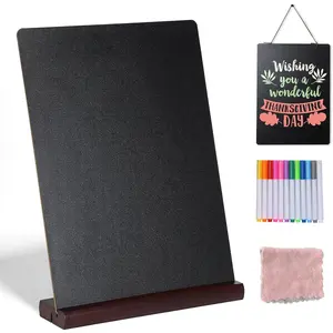 11.7x16.5 Inch Tabletop Chalkboard with  Base, Menu Chalkboard Stand, Message Board, Bar and Special Event Decorations, Hanging Double-Sided Chalkboards Sign for DIY  Decoration-Walnut