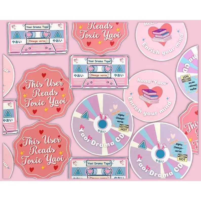 Yaoi Sticker Set: 4 Glossy BL Anime Stickers for Fujoshi