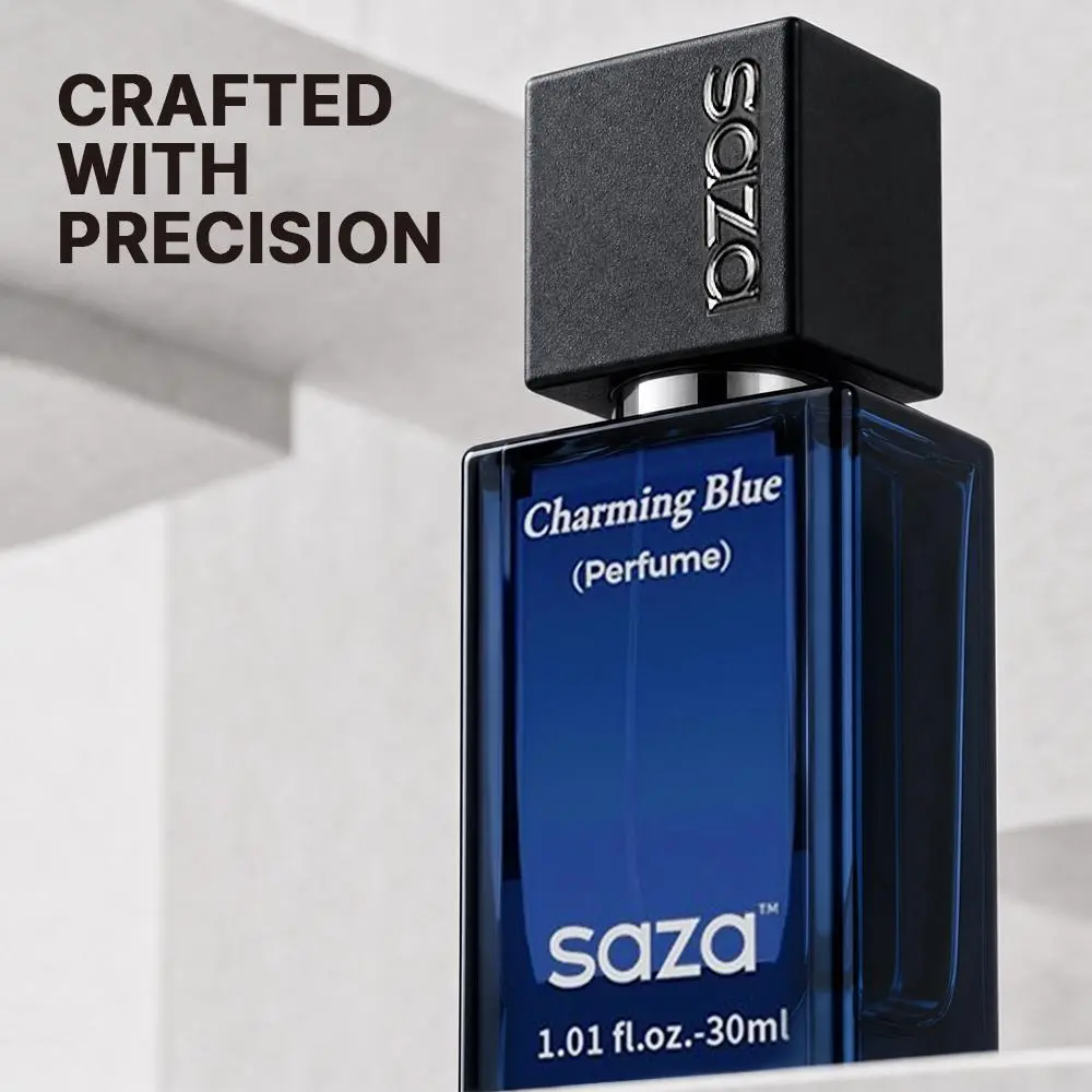 saza Charming Blue Luxury Men's Fragrance | Long-Lasting Signature Scent, Premium Fresh Cologne for Everyday Wear & Date Night Perfume (1.01 fl.oz / 30ml)