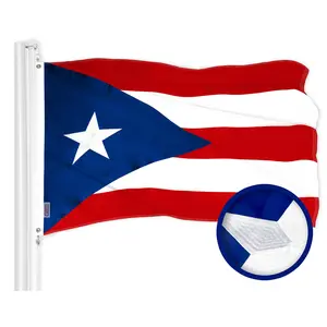 G128 Puerto Rico Puerto Rican Flag | 2.5x4 Ft | ToughWeave Series Embroidered 300D Polyester | Embroidered Design, Indoor/Outdoor, Brass Grommets