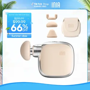 INIA PocketForce Palm-Sized Massage Gun – Portable Deep Tissue Massager with 3000 Percussions/Min, 7mm Stroke Depth & 10 lbs Force, Ultra-Quiet <48dB, 3 Heads & 4 Speeds, USB Rechargeable Travel Companion Gift Set