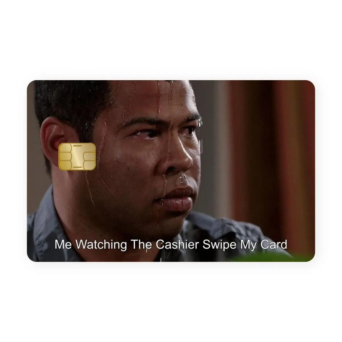 Funny Cashier Swipe Credit Card Skin, Nervous Payment Meme Card Sticker, Wallet Decor Gift