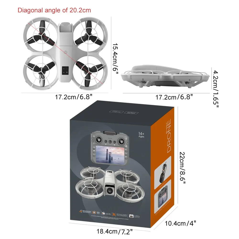 V908 Max foldable drone, equipped with a remote control device, 4K front camera, Wi‑Fi and app control features, real-time positioning on a map, brushless motors, GPS return-to-home function, intelligent tracking feature, obstacle avoidance feature