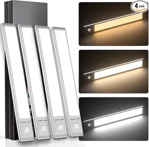 2026 16inch LED Under Cabinet Lights Motion Activated - 1/2/3/4 Pack USB Rechargeable Closet Lights with Dimming & Stick-on Installation, Wireless Indoor Lighting for Kitchen, Bedroom, Stairs, Pantry, Garage Newyear Gift