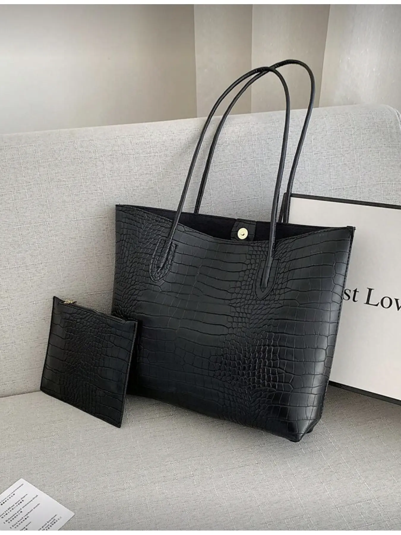 2 Piece Mini Portable Crocodile Embossed Shoulder Bag with Inner Pocket for Women Young Professionals Office Workers Suitable for Office College High School Work Business Commute Everyday Bags