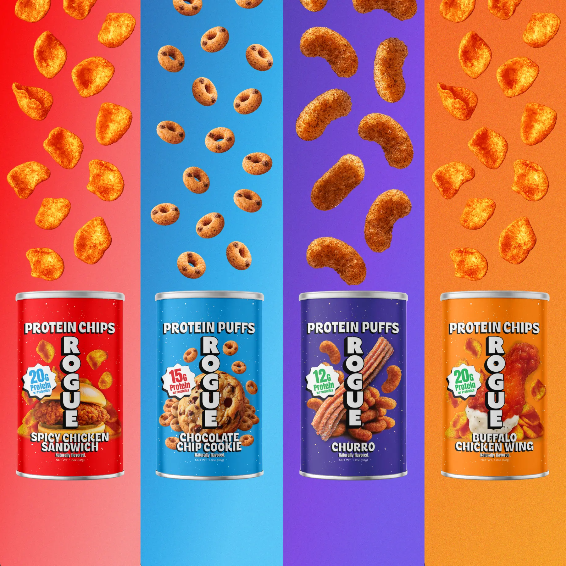Rogue Protein Snacks | Variety Protein Chips (1-pk, 4-pk & 8-pk) | 20g Protein, Clean Ingredients, 1B+ Active Probiotics, Flavor Blasted Healthy Snack