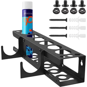 Caulking Tube and Caulking Gun Holder, Caulking Gun Storage Rack, Caulk Tube Holder Wall Mount, Holds 6 Tubes and Nozzles, Carbon Steel Organizer for Workshop, Shop, Garag