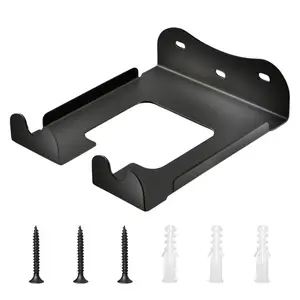 1 Heavy-Duty Steel Wall-Mounted Trimmer Rack - Garage Organizer for Weed Eaters and Feeders, Black, 14.99 x 12.45 x 3.81cm, Space-Saving Garden Tool Storage with Hooks for Easy Access, Durable and Stylish Design, Trimmer Storage, Smooth Metal Surface