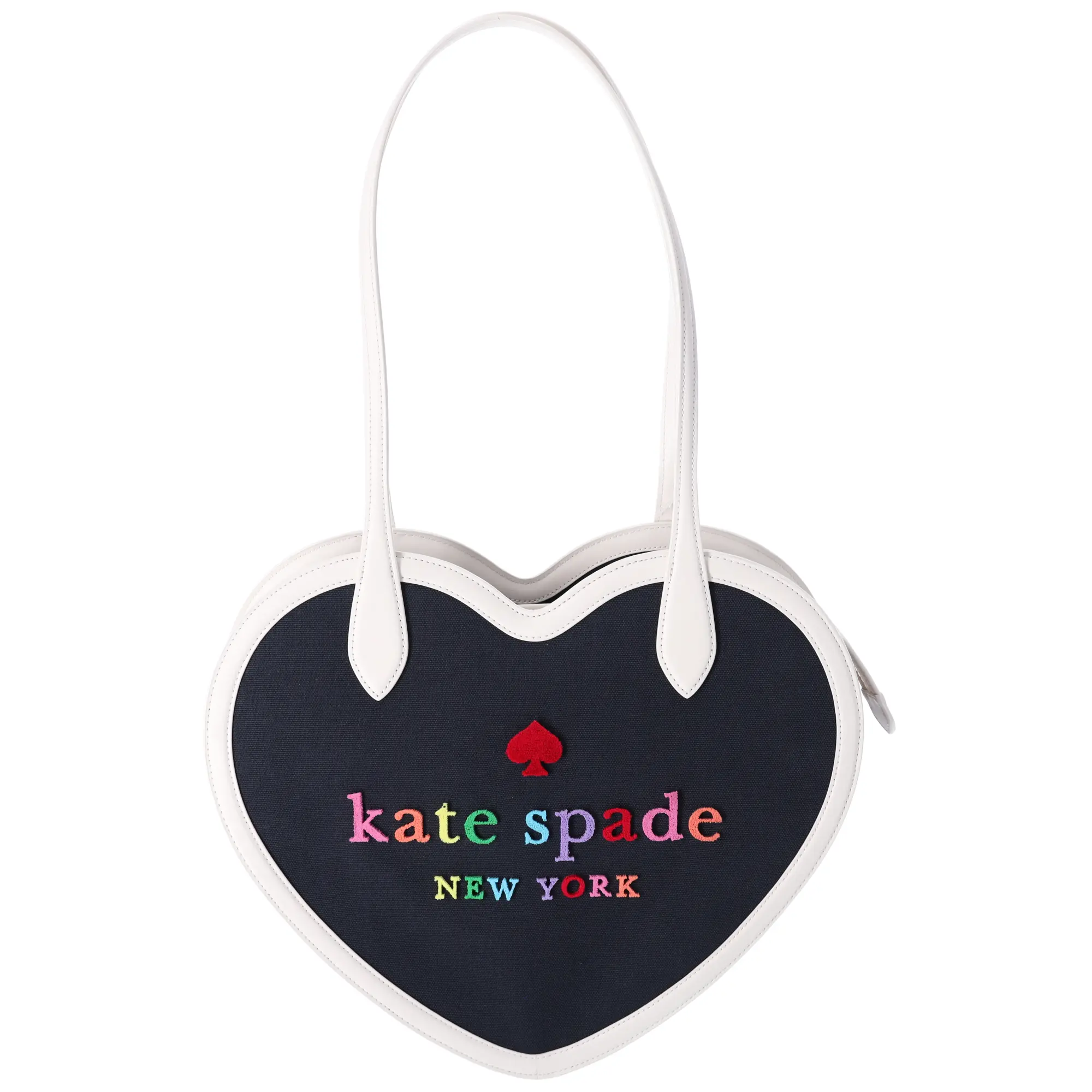 Pre-owned Kate Spade Jacquard Tote Bags Rainbow Collection Love Shack Heart Tote Blue Multi Logo