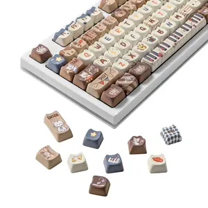 KEYCAP ONLY YUNZII Kitten Recital Dye-Sub PBT Keycap Set, Mao Profile, 142 Full Keys Cute Cat Shape Custom Keycaps with Key Puller for Cherry Gateron MX Switches Mechanical Gaming Keyboard