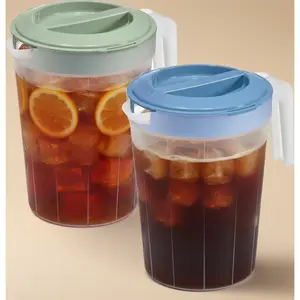 2 Pack 1 Gallon Plastic Pitchers with Lids BPA Free Large Beverage Containers for Iced Tea Juice Water Dishwasher Safe Leak Proof Storage Jugs for Fridge Freezer