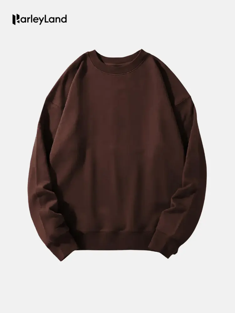 HarleyLand Men's Baggy Fleece Sweatshirt - Classic Simple Menswear Tops, Soft Cotton-Polyester Blend Fabric, Oversized Crew Neck, Wrinkle-Resistant Long-Sleeve Solid Pullover for Casual Office Layering Outfits