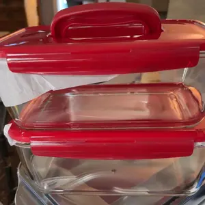 LocknLock Set of 2 Deep Glass Rectangle Baker w/ Handle Lids