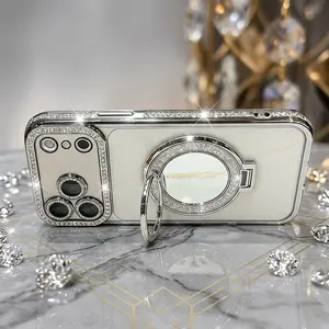 Case with Mirror, Rhinestones and Pearl Bracelet| Luxury Style for iPhone 17 Pro Max / iPhone 16 Pro Max