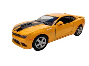 KINSMART 2014 Chevrolet Camaro 1:38 Scale Die Cast Model Car Yellow with Openable Doors Pull Back Action Officially Licensed Alloy Diecast Collectible