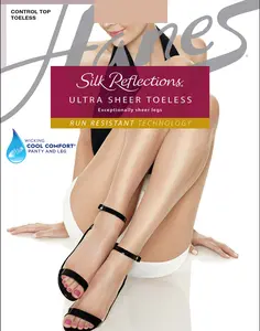 Hanes Silk Reflections Ultra Sheer Toeless Pantyhose With Control Top Women's Underwear Comfortable Fit Soft Stretch Fabric Breathable Q0b376