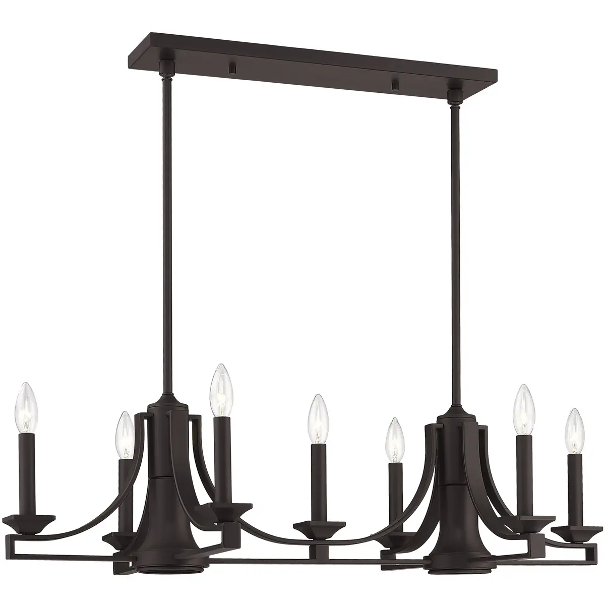 18.25 inch 9 Light Bronze Linear Chandelier with Steel base material