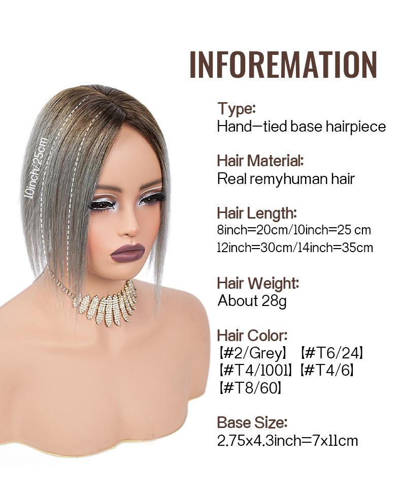 "100% Human Hair 3D Air Bangs Middle Part Clip-In Fringe Extensions, 7×11 Hand-Tied Hair Topper, Invisible T-Shape Secure Clips, Natural Seamless Look for Women 8-12 Inch "	