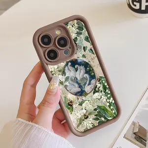 Compatible for iPhone11/12/13/14/15/16/17/promax/x/xs/xr/xsmax Case Floral Swan Collage Soft TPU Shockproof Protective CASE