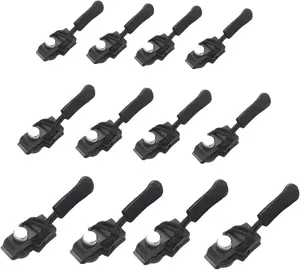 Zipper Repair Kit, 12pcs 3 Different Size Replacement Zipper Quick Install Detachable Pulls Zip Heads, No Sewing Required, for Jackets, Luggage, Bags