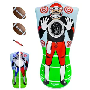 Preferred Toys 65” Inflatable Football Target Game – Double-Sided Throwing Practice Set with Mini Footballs & Pump – Backyard, Party & Tailgate Sports Toy for Kids & Adults – Red/Blue